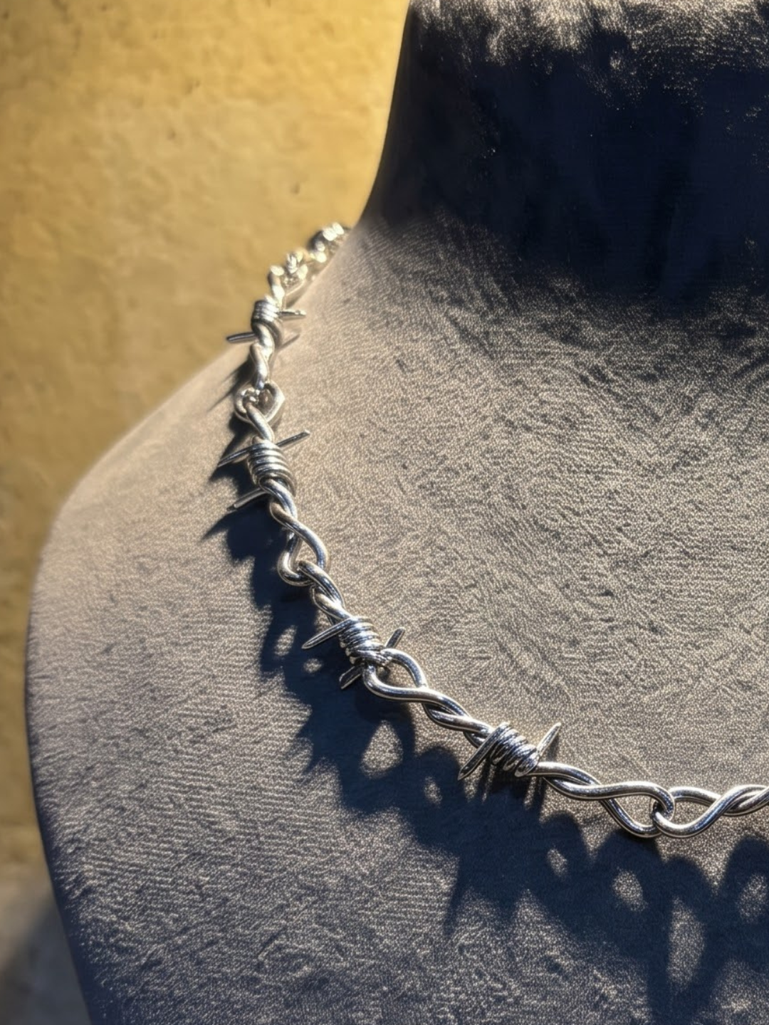Edgy Silver Thorn Link Necklace