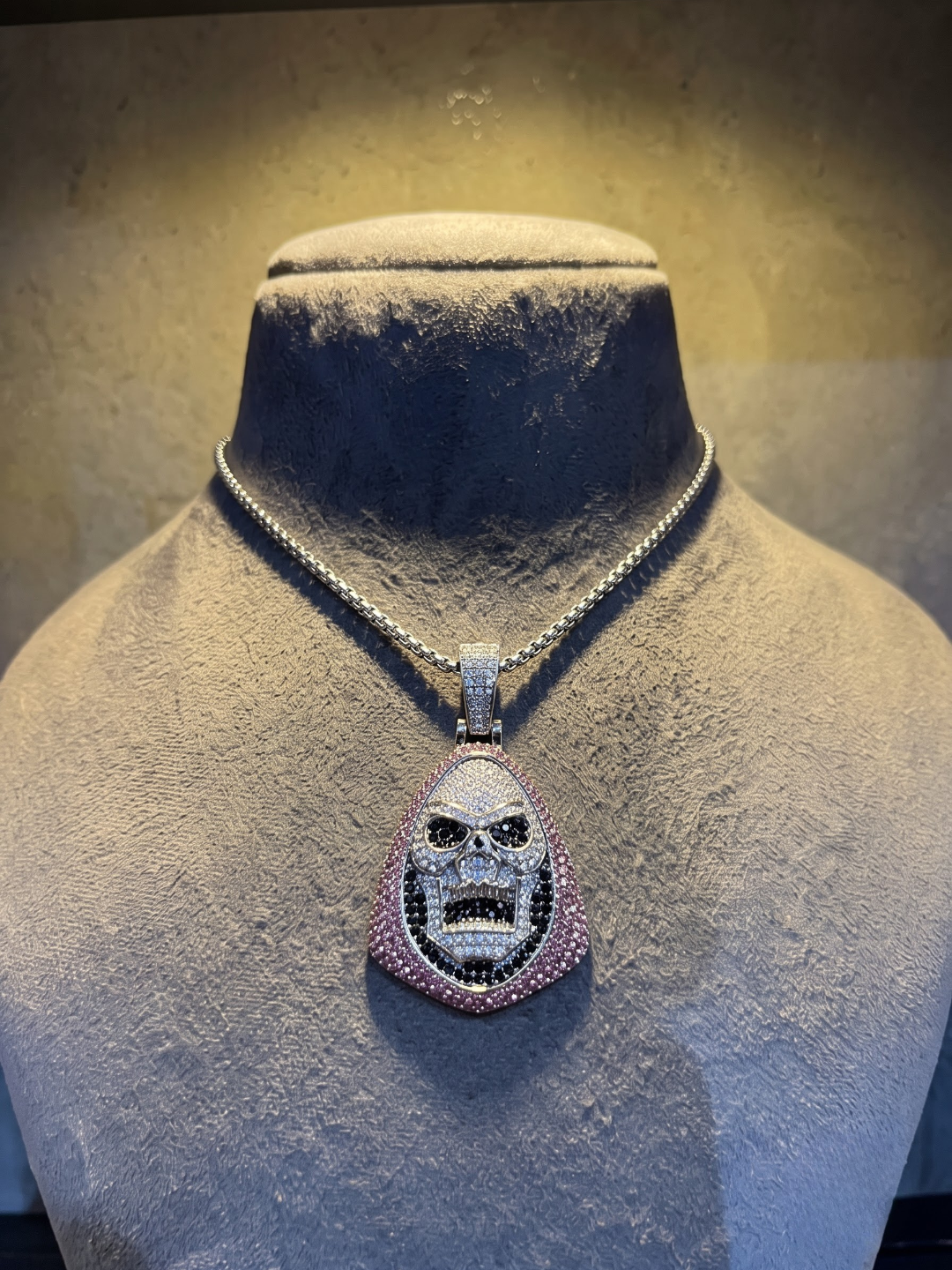 Iced Skull Pendant Necklace