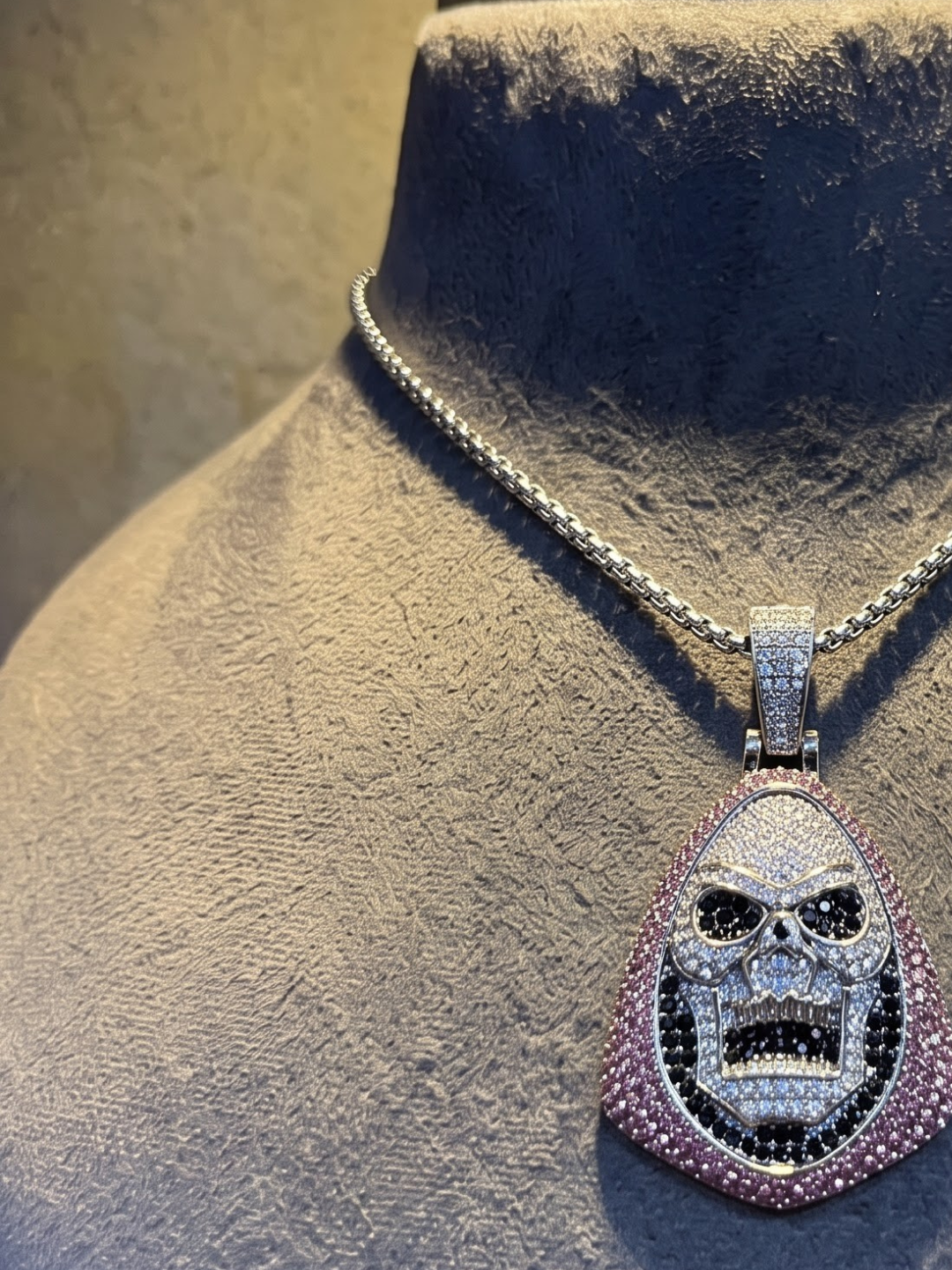 Iced Skull Pendant Necklace