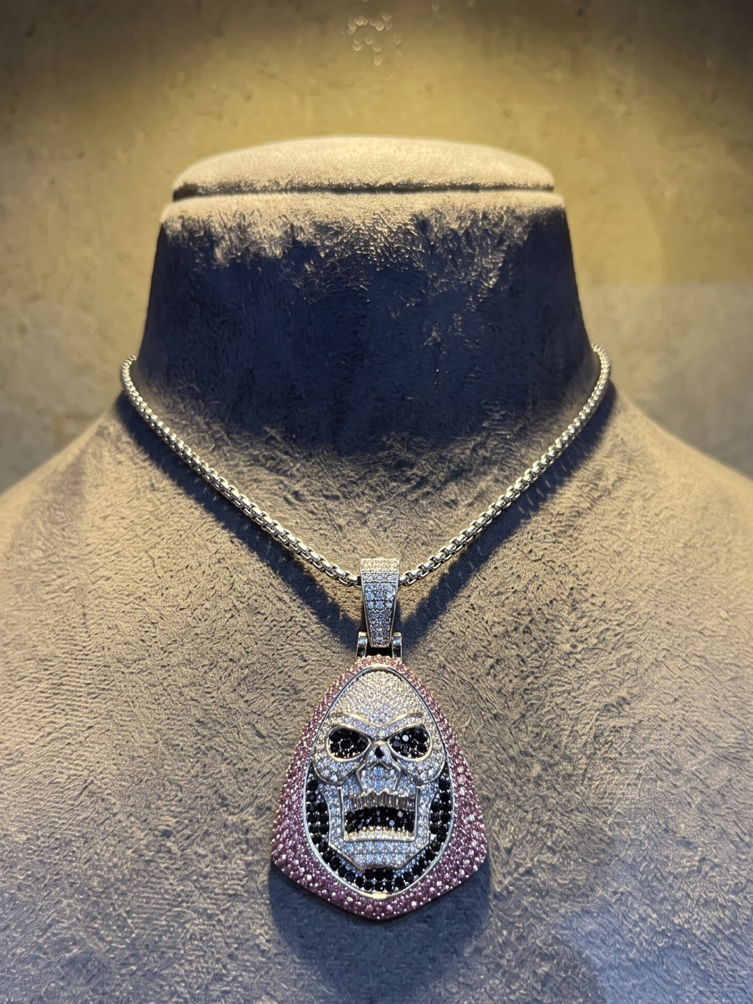 Iced Skull Pendant Necklace