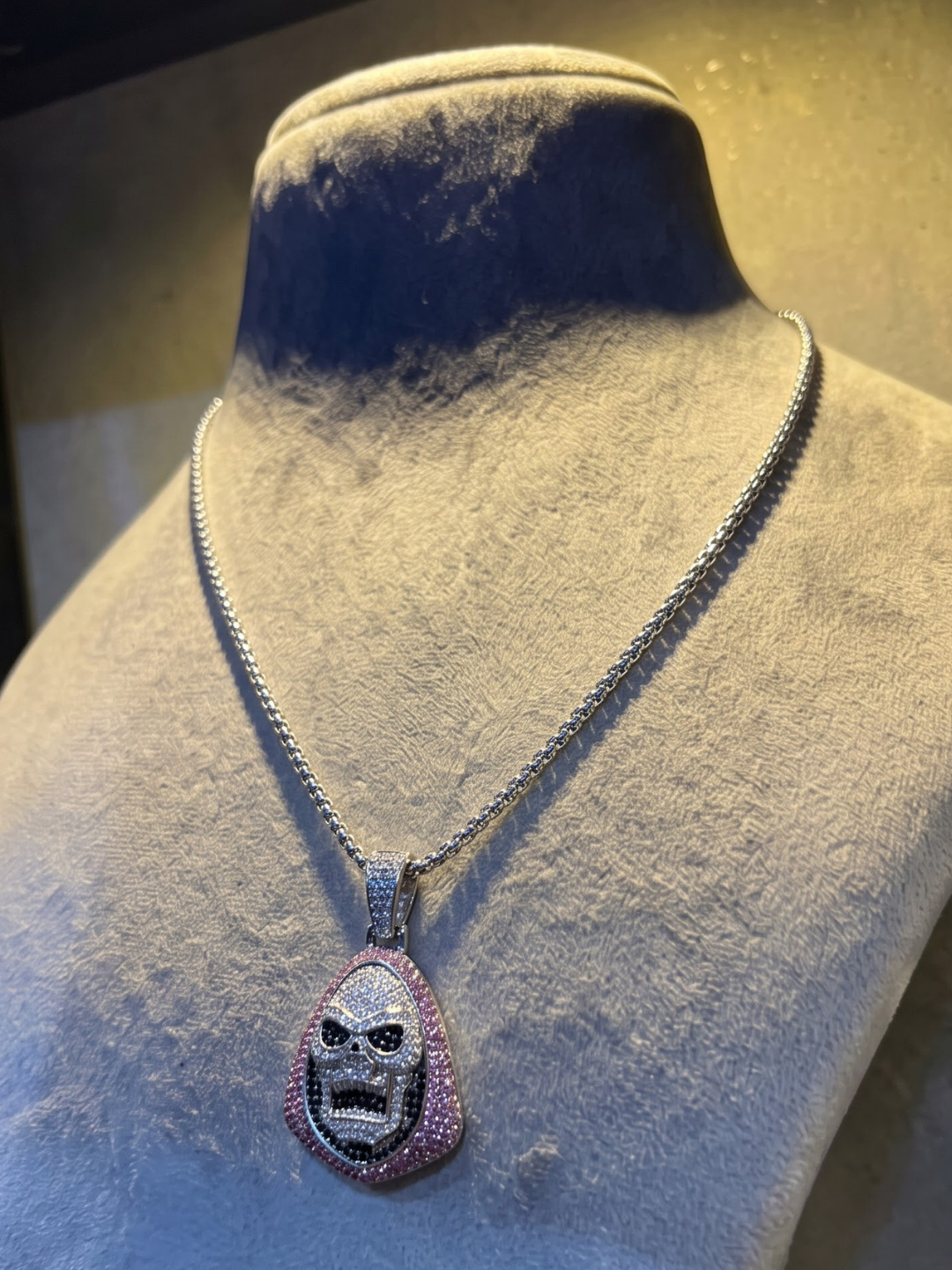 Iced Skull Pendant Necklace