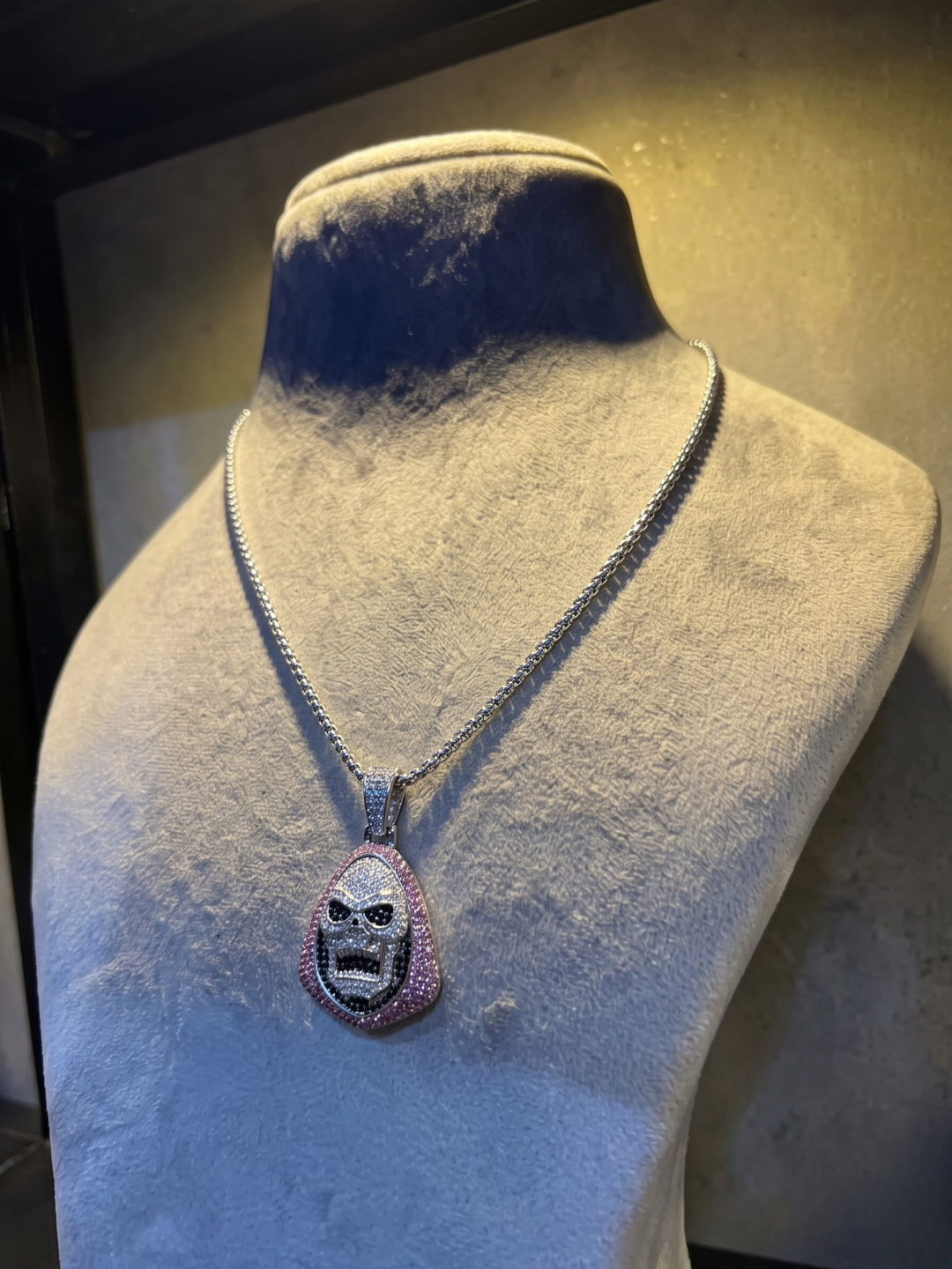 Iced Skull Pendant Necklace