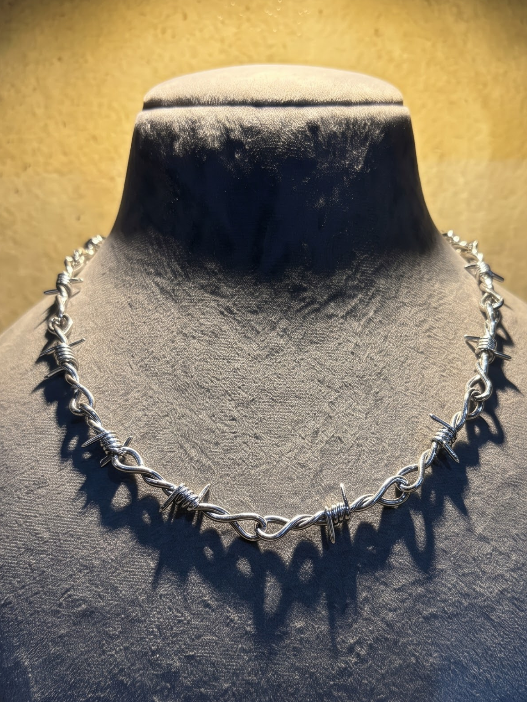 Edgy Silver Thorn Link Necklace