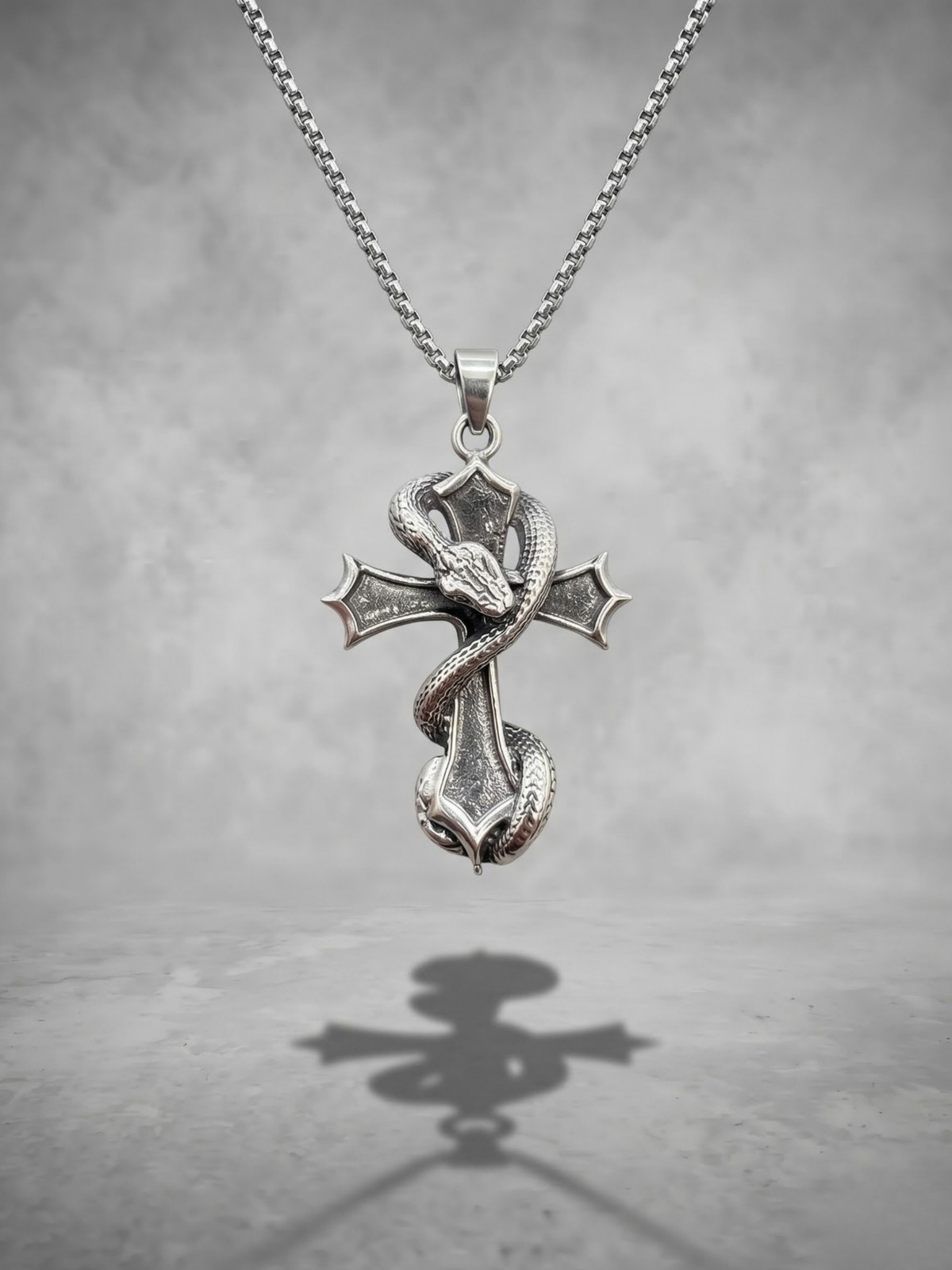 Serpent Cross Pendant Necklace