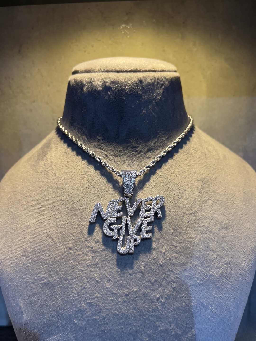 The "Never Give Up" Iced-Out Statement Pendant Chain