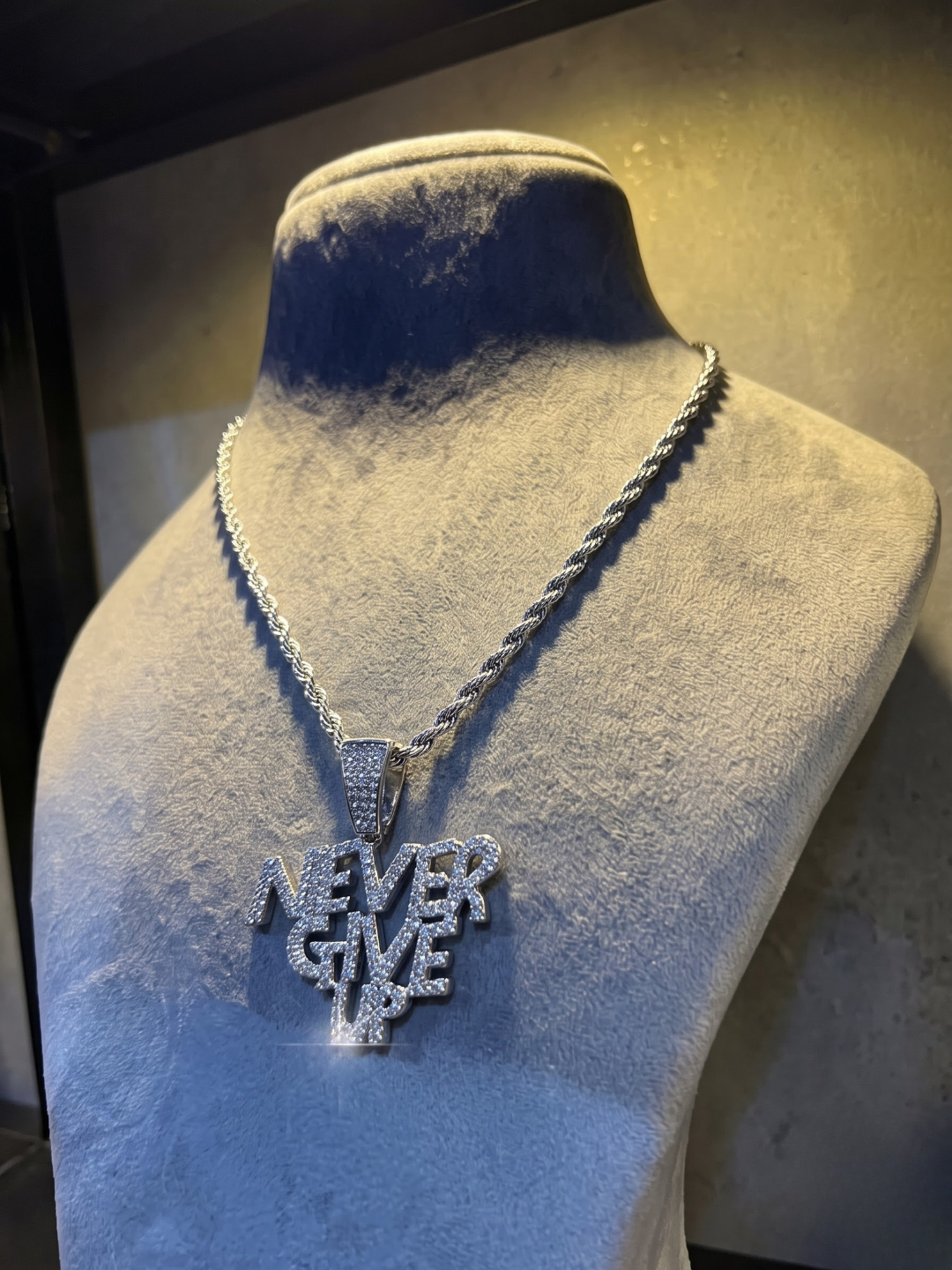 The "Never Give Up" Iced-Out Statement Pendant Chain