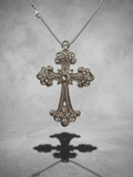 Silver Baroque Crystal Cross Necklace