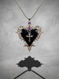 Midnight Sacred Heart Cross Necklace