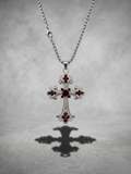 Crimson Fleur Cross Pendant Necklace