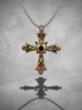 Vintage Jewel Cross Pendant Necklace