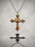 Golden Prism Cross Pendant Necklace