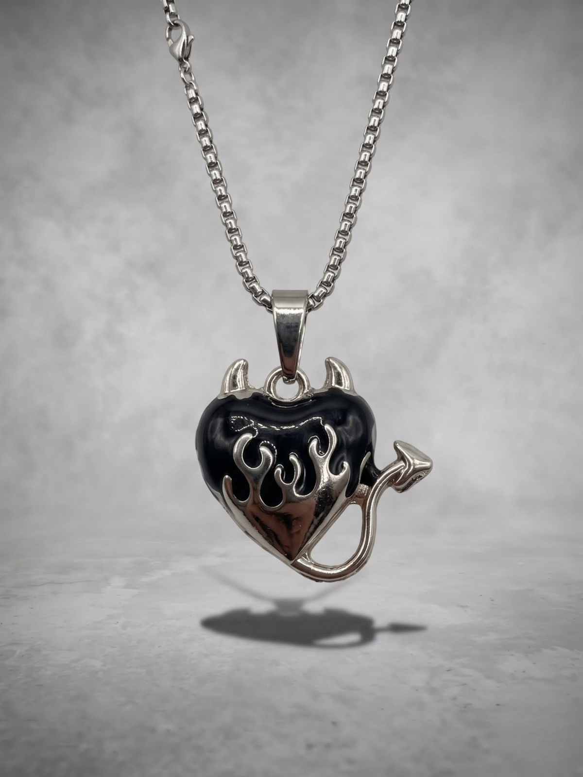 Devil Heart Flame Pendant Necklace