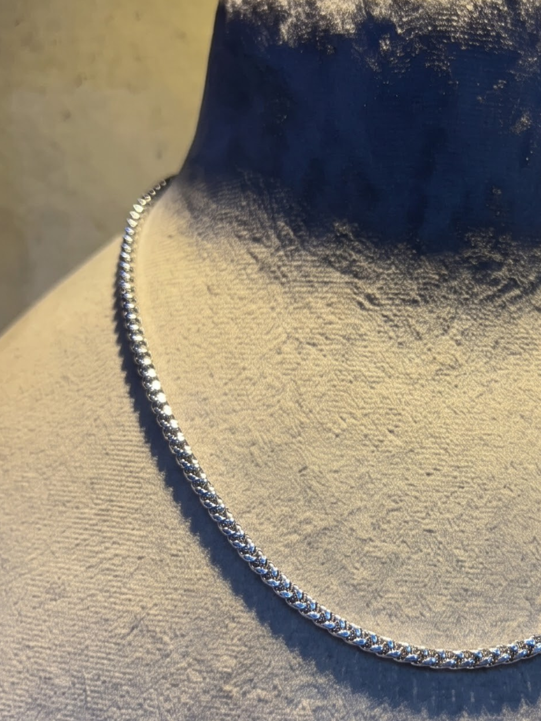 Silver Beaded Rope Chain Necklace
