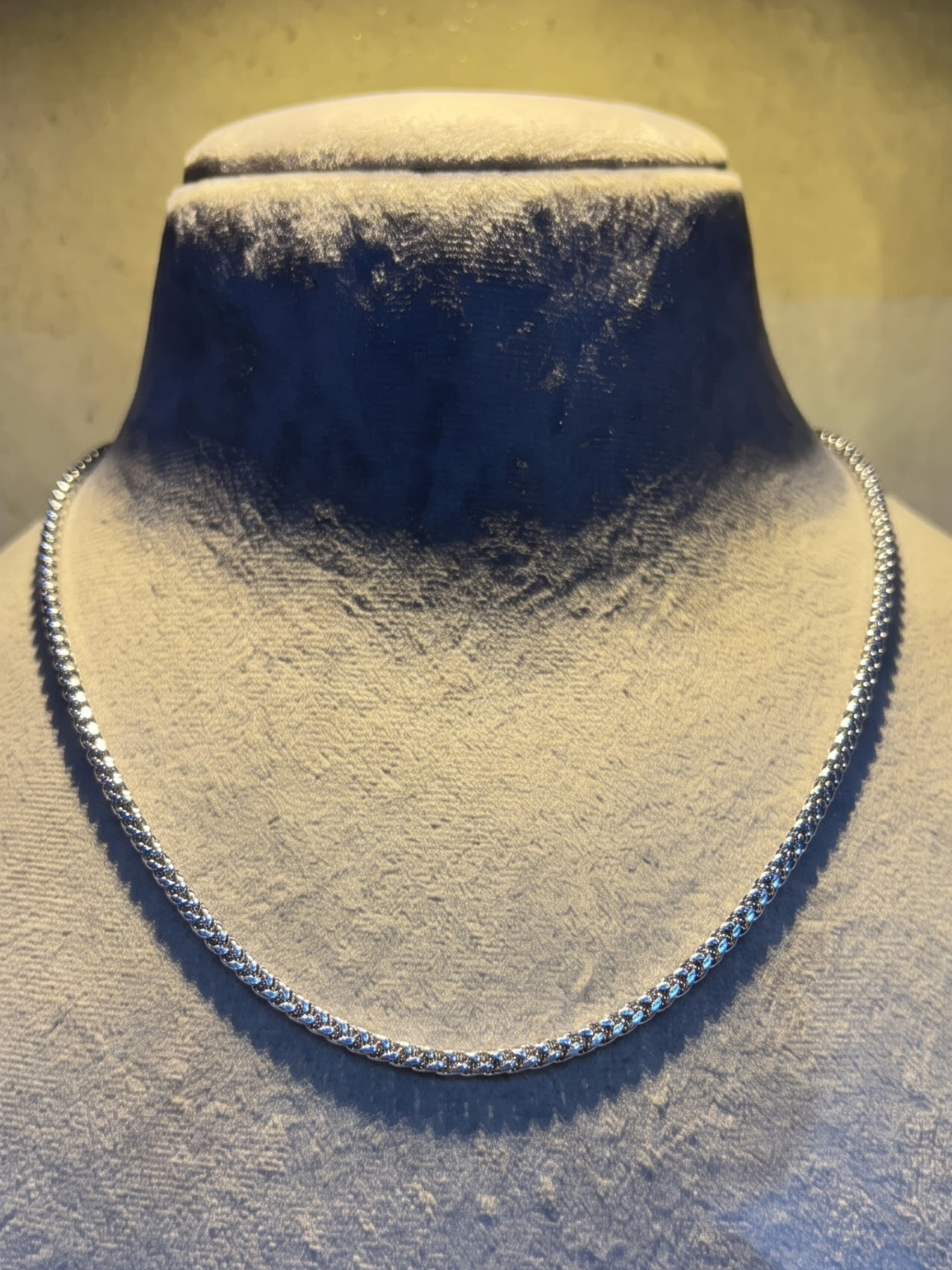 Silver Beaded Rope Chain Necklace