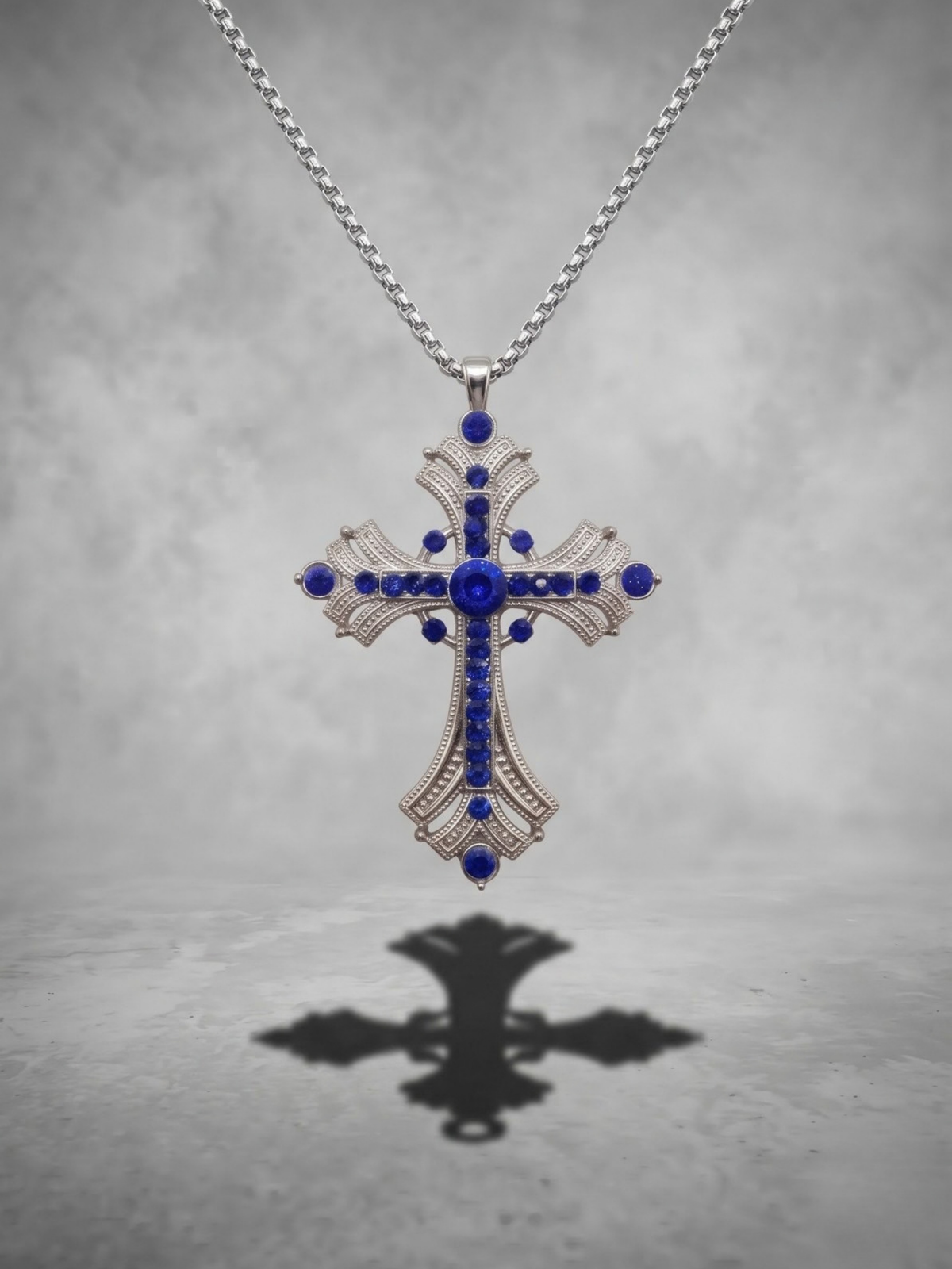 Royal Sapphire Cross Pendant Necklace