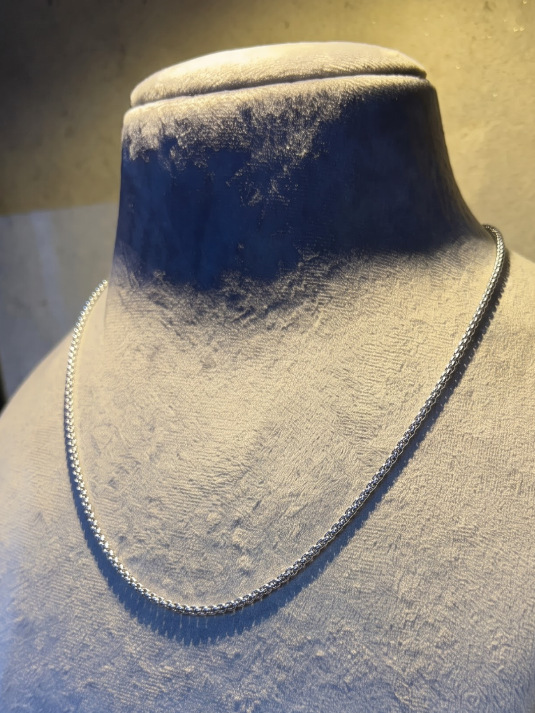 Silver Beaded Rope Chain Necklace