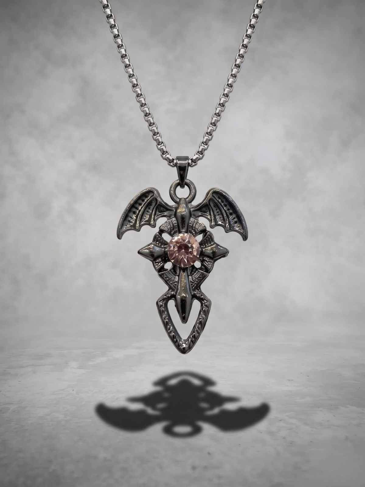 Gothic Bat Crystal Pendant Necklace