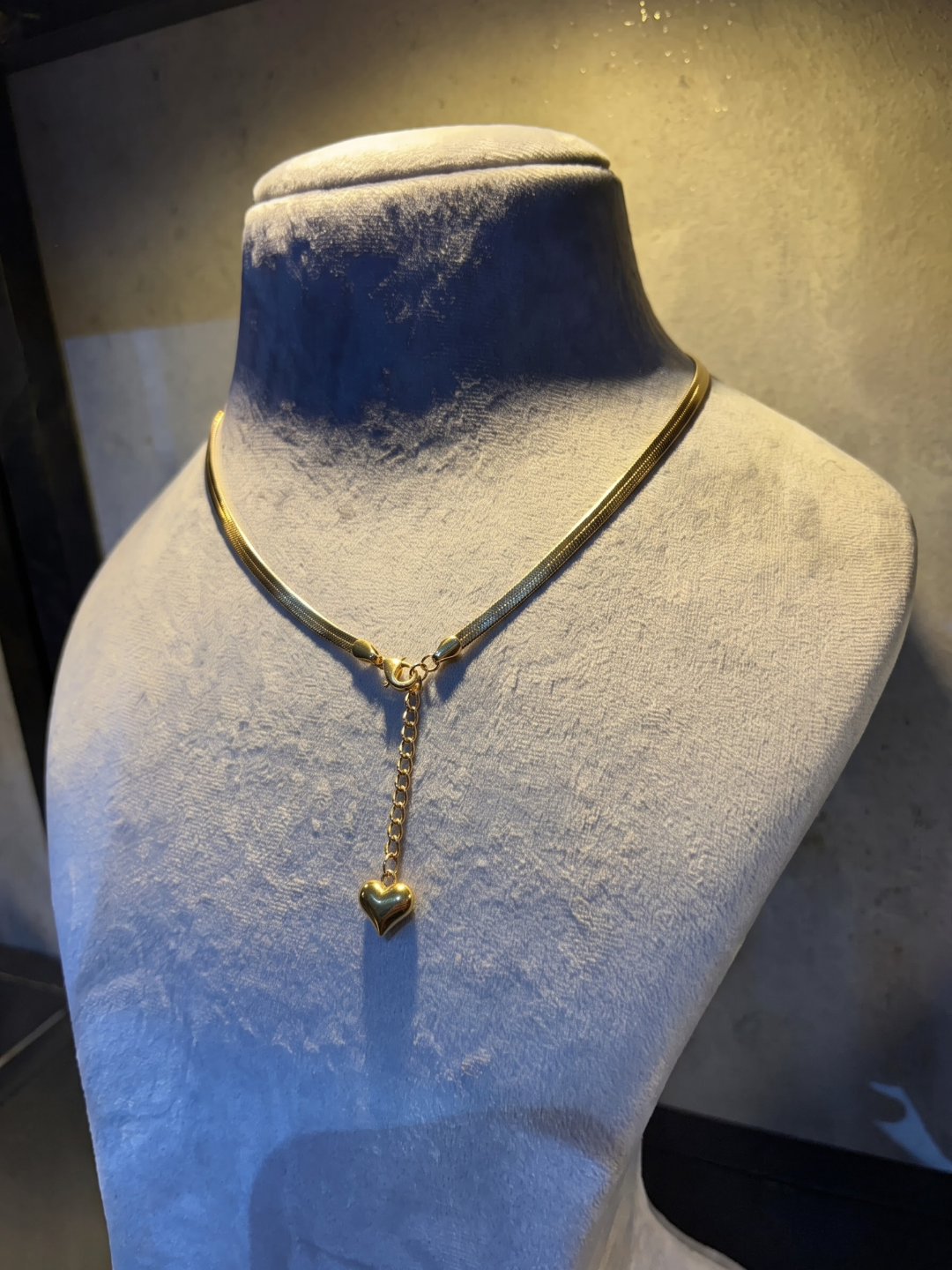 Heart Drop Herringbone Chain