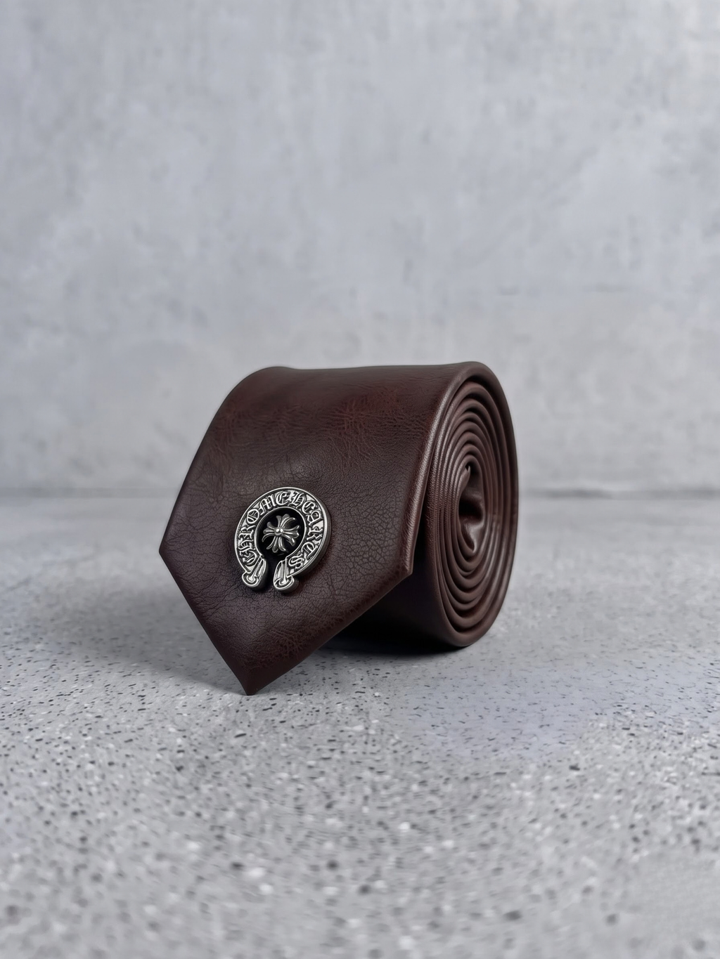 Espresso Crest Leather Tie