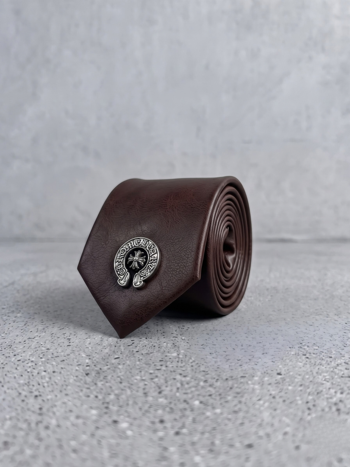 Espresso Crest Leather Tie