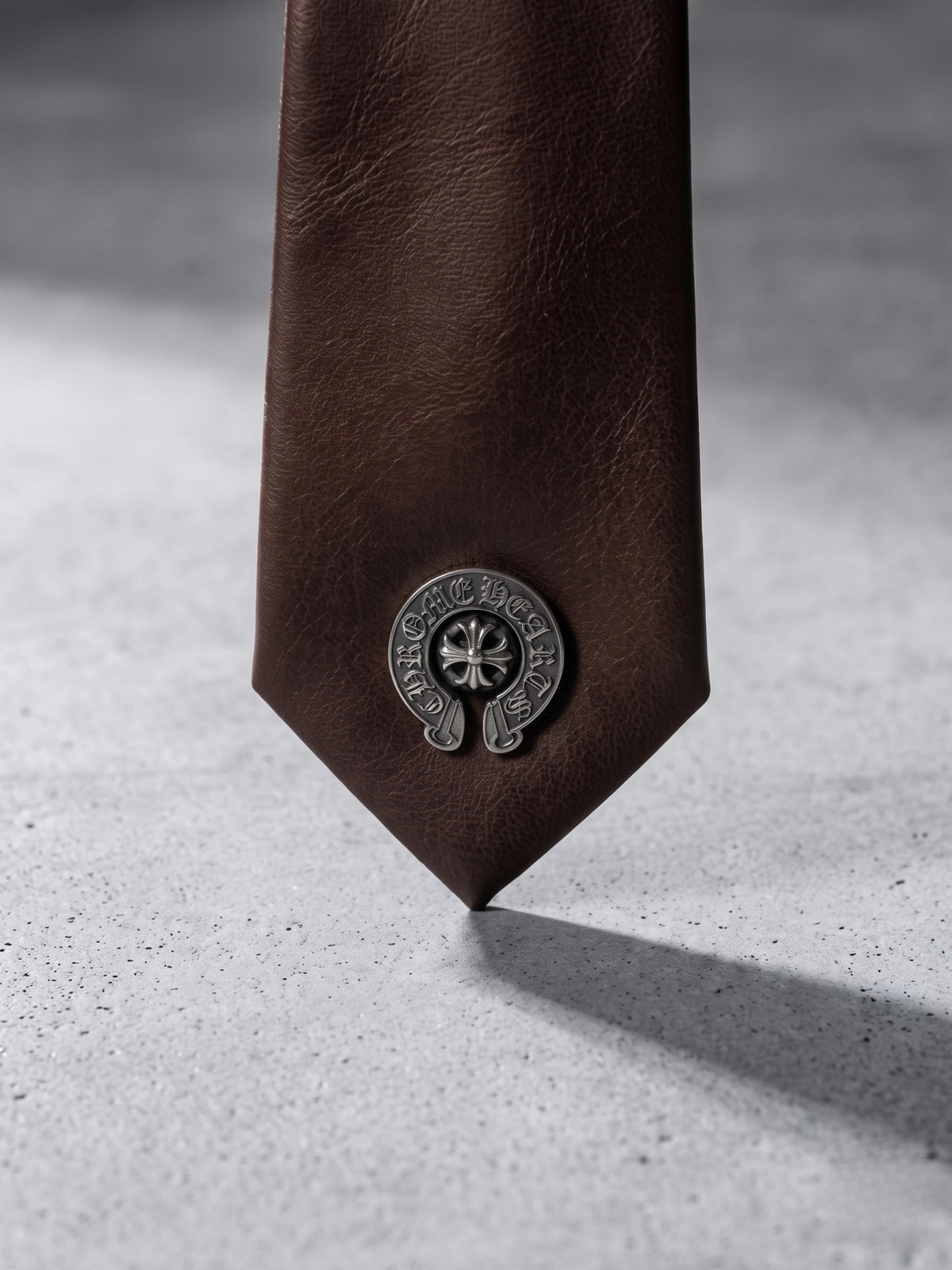 Espresso Crest Leather Tie