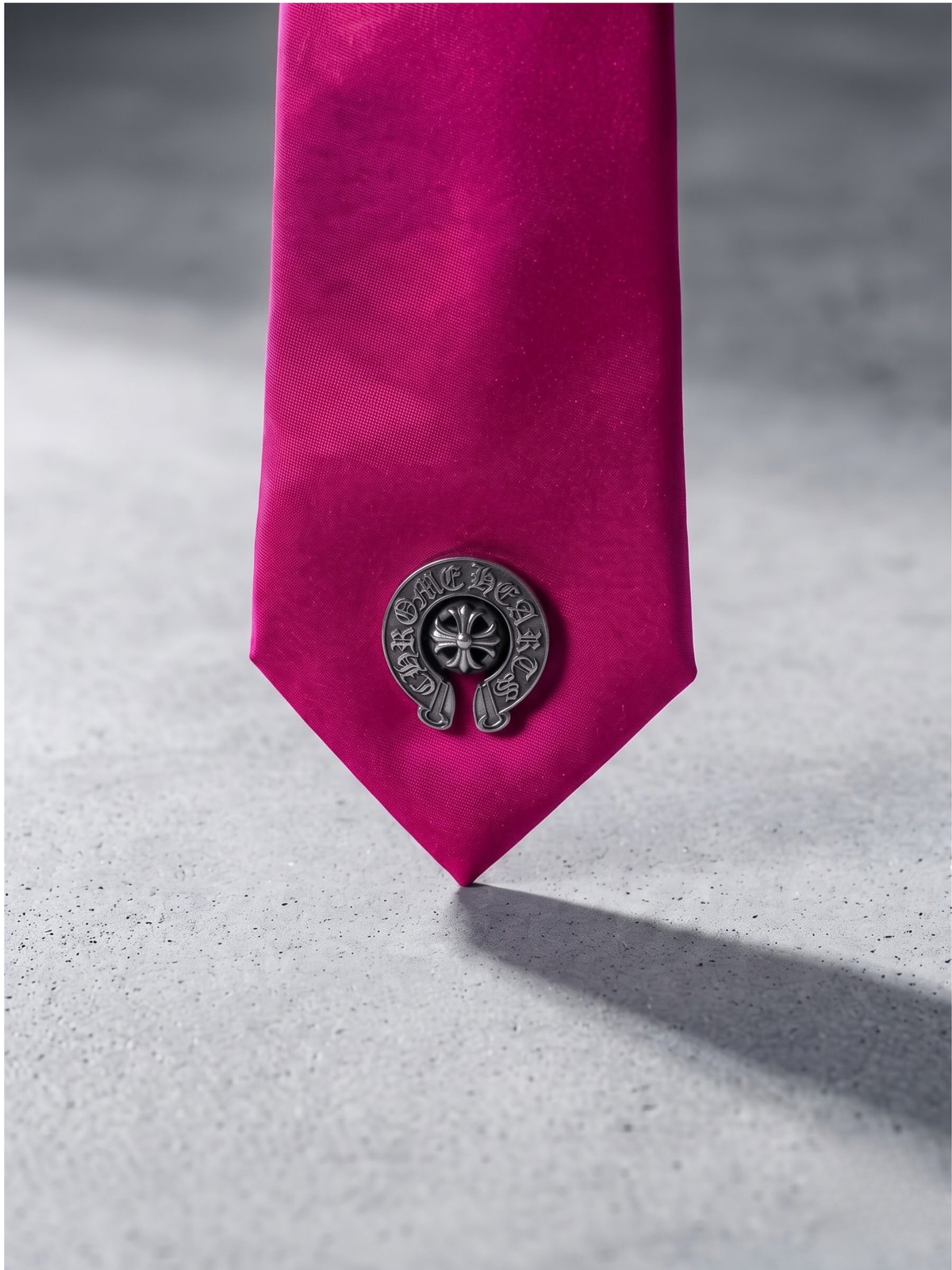 Fuchsia Crest Satin Tie