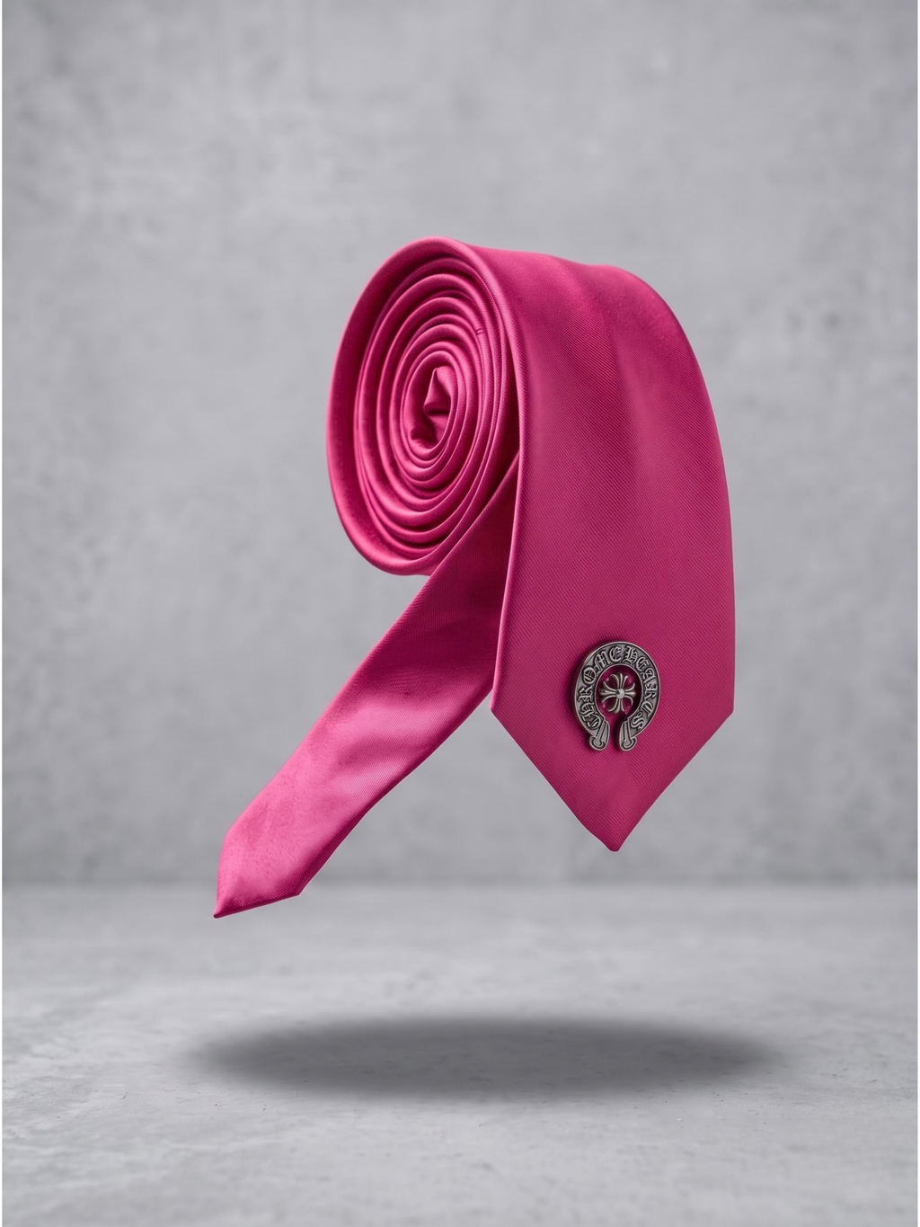 Fuchsia Crest Satin Tie