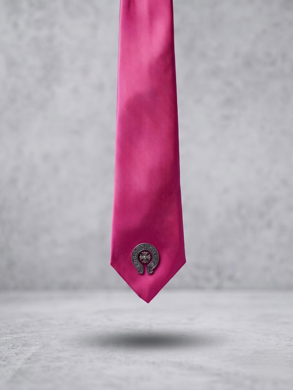 Fuchsia Crest Satin Tie