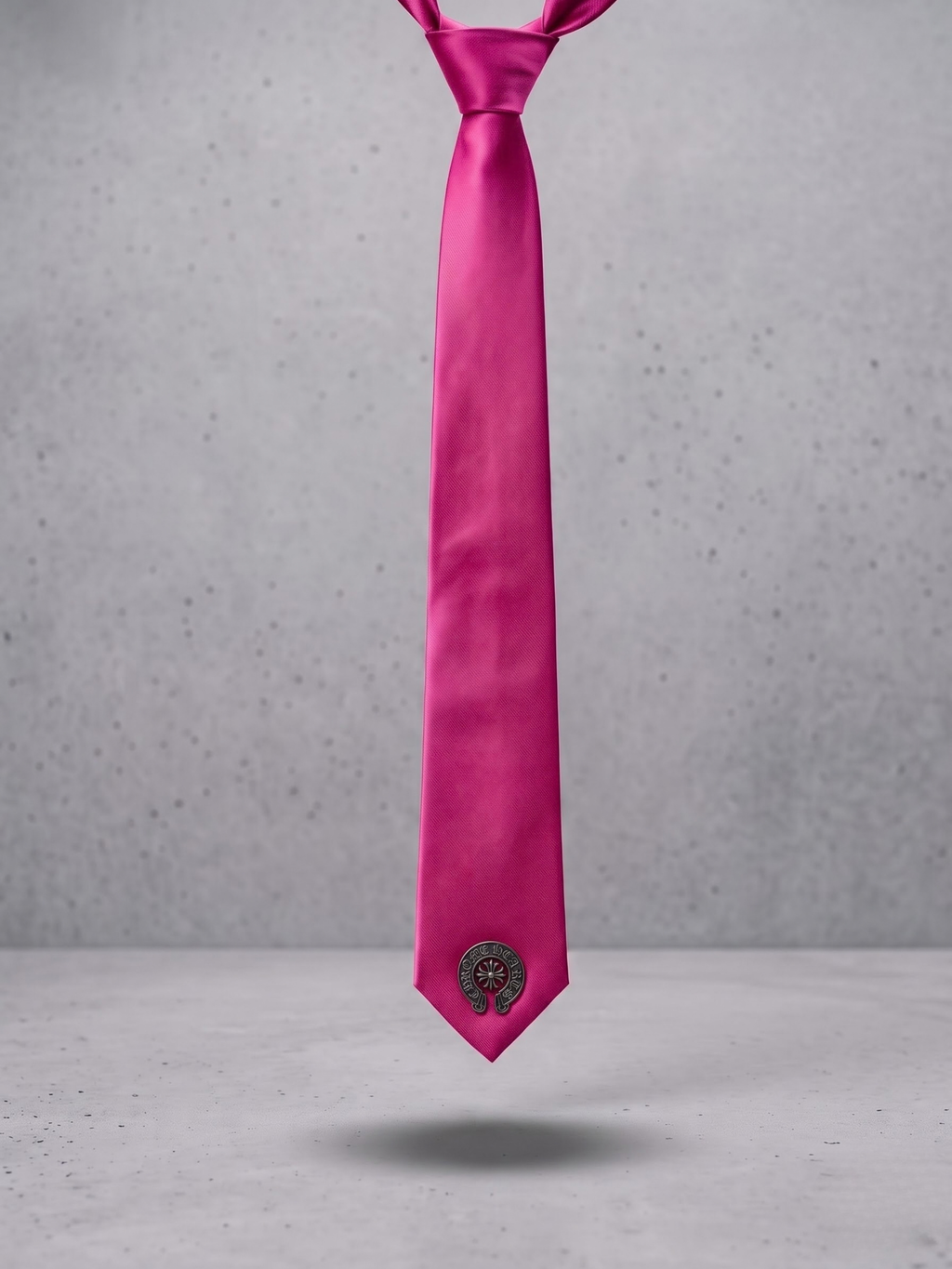 Fuchsia Crest Satin Tie