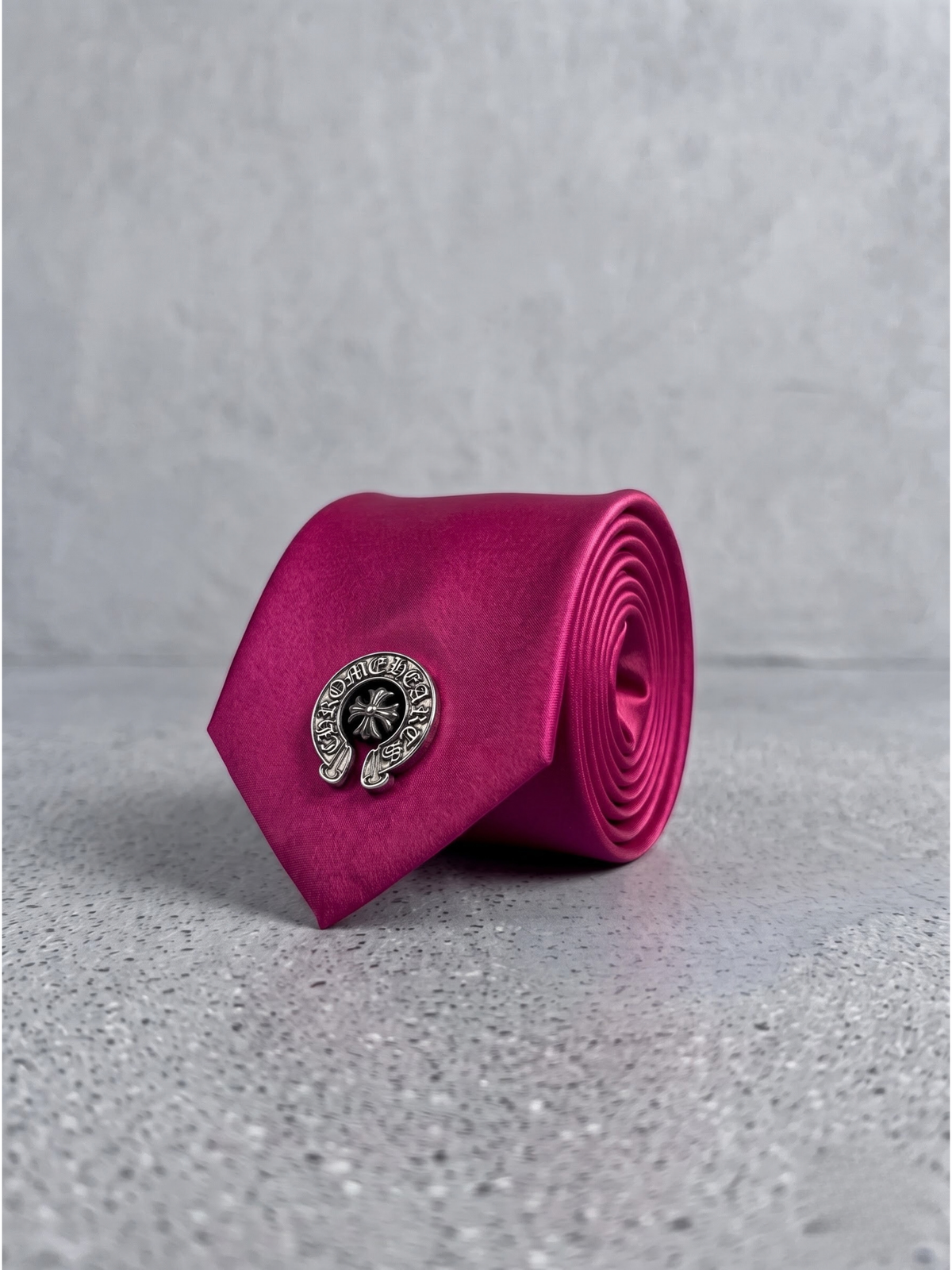 Fuchsia Crest Satin Tie