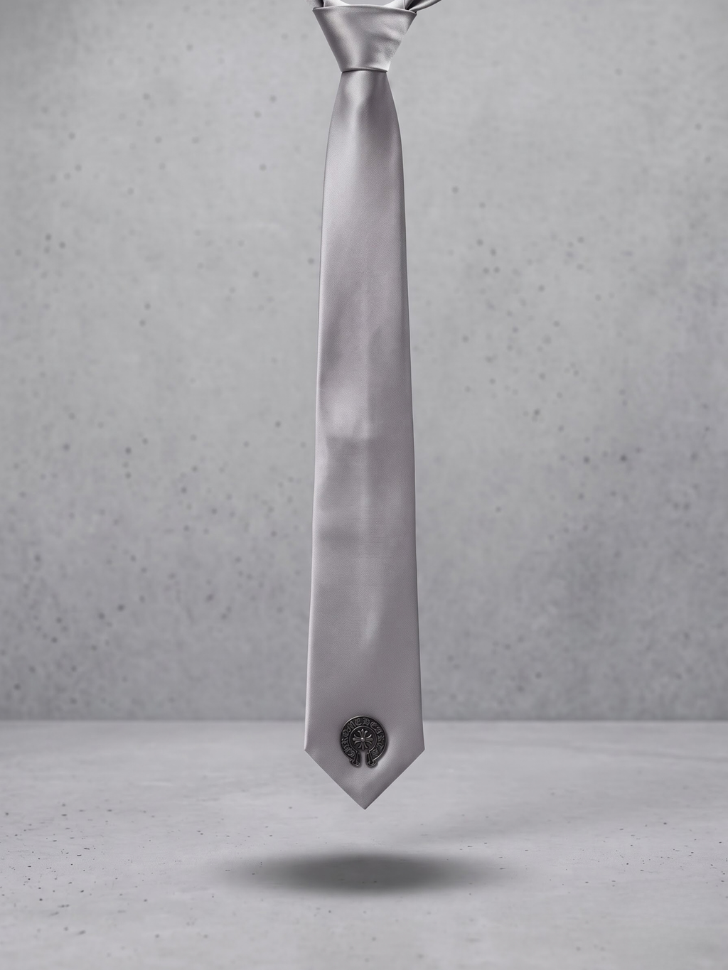 Silver Crest Satin Tie