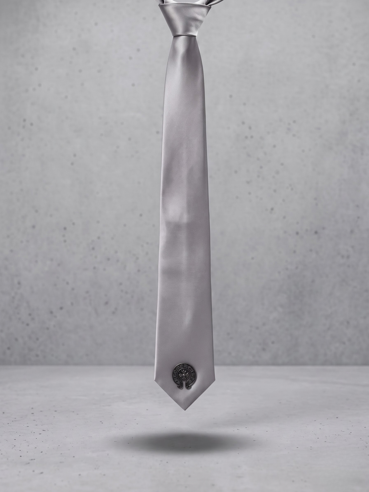 Silver Crest Satin Tie