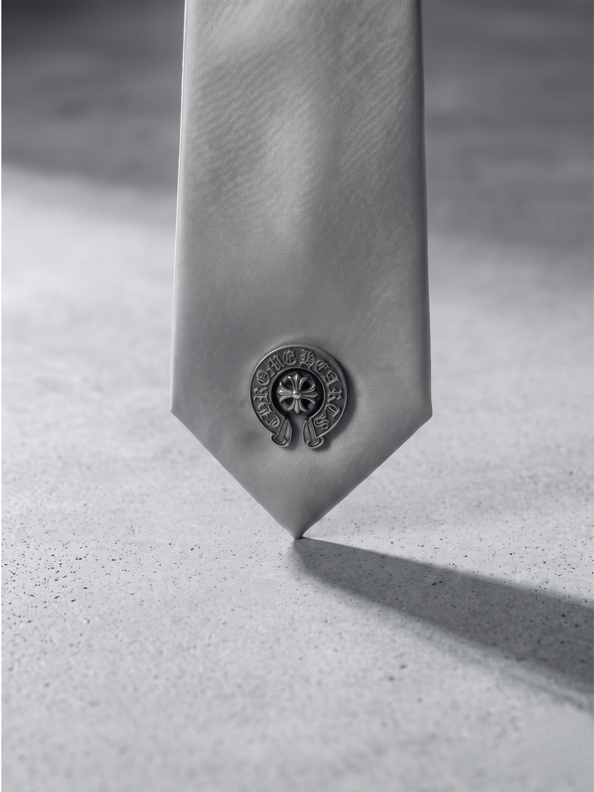 Silver Crest Satin Tie