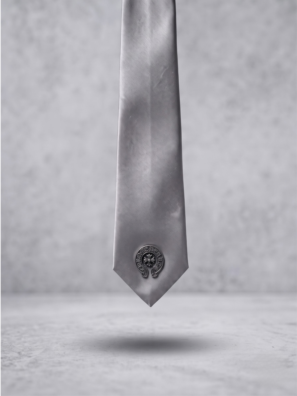 Silver Crest Satin Tie