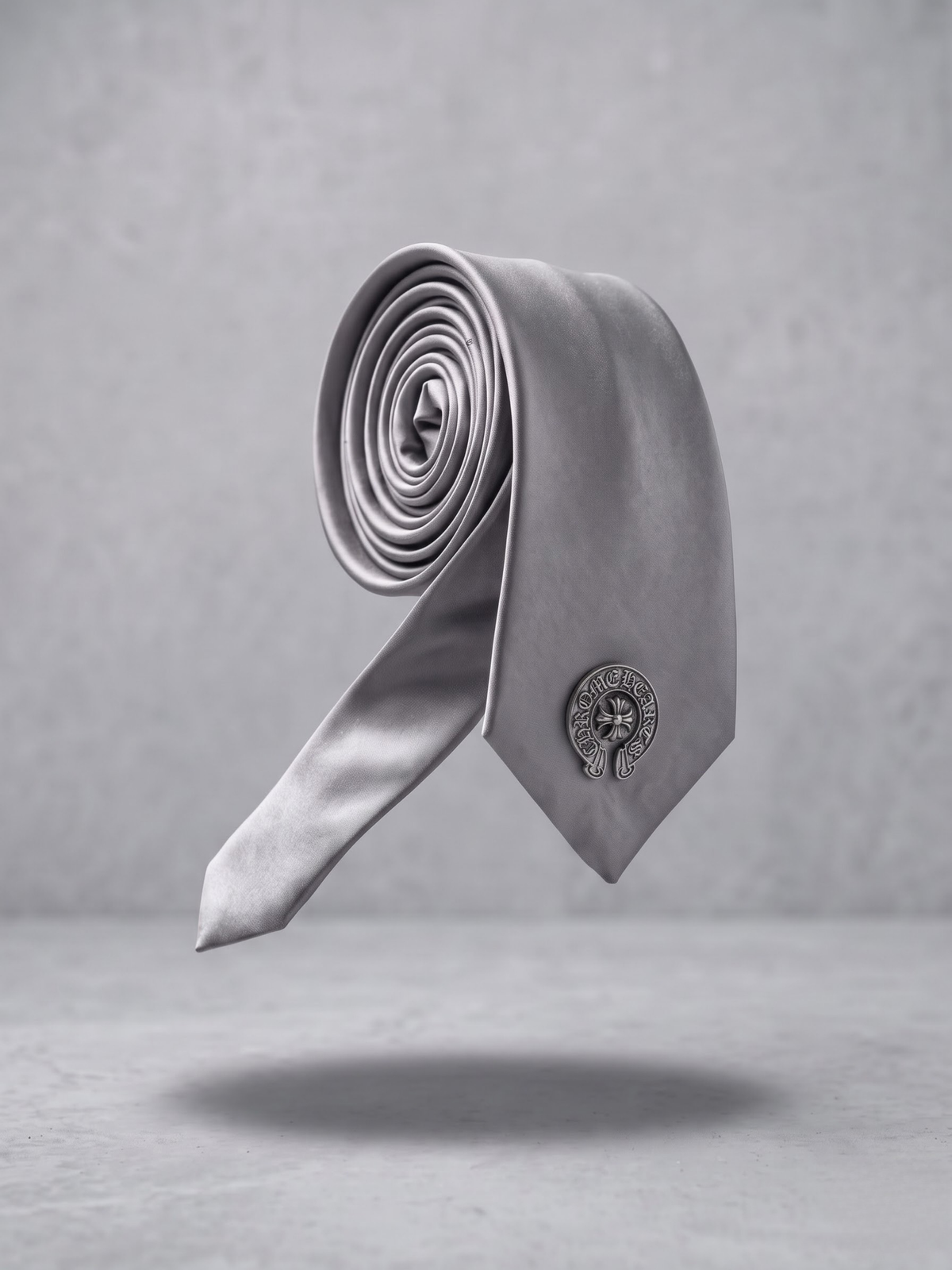 Silver Crest Satin Tie