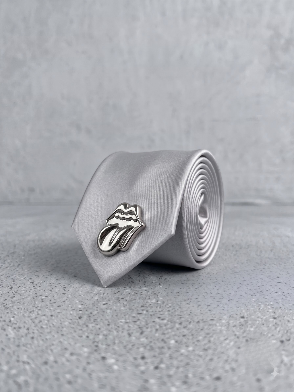 Silver Icon Satin Tie