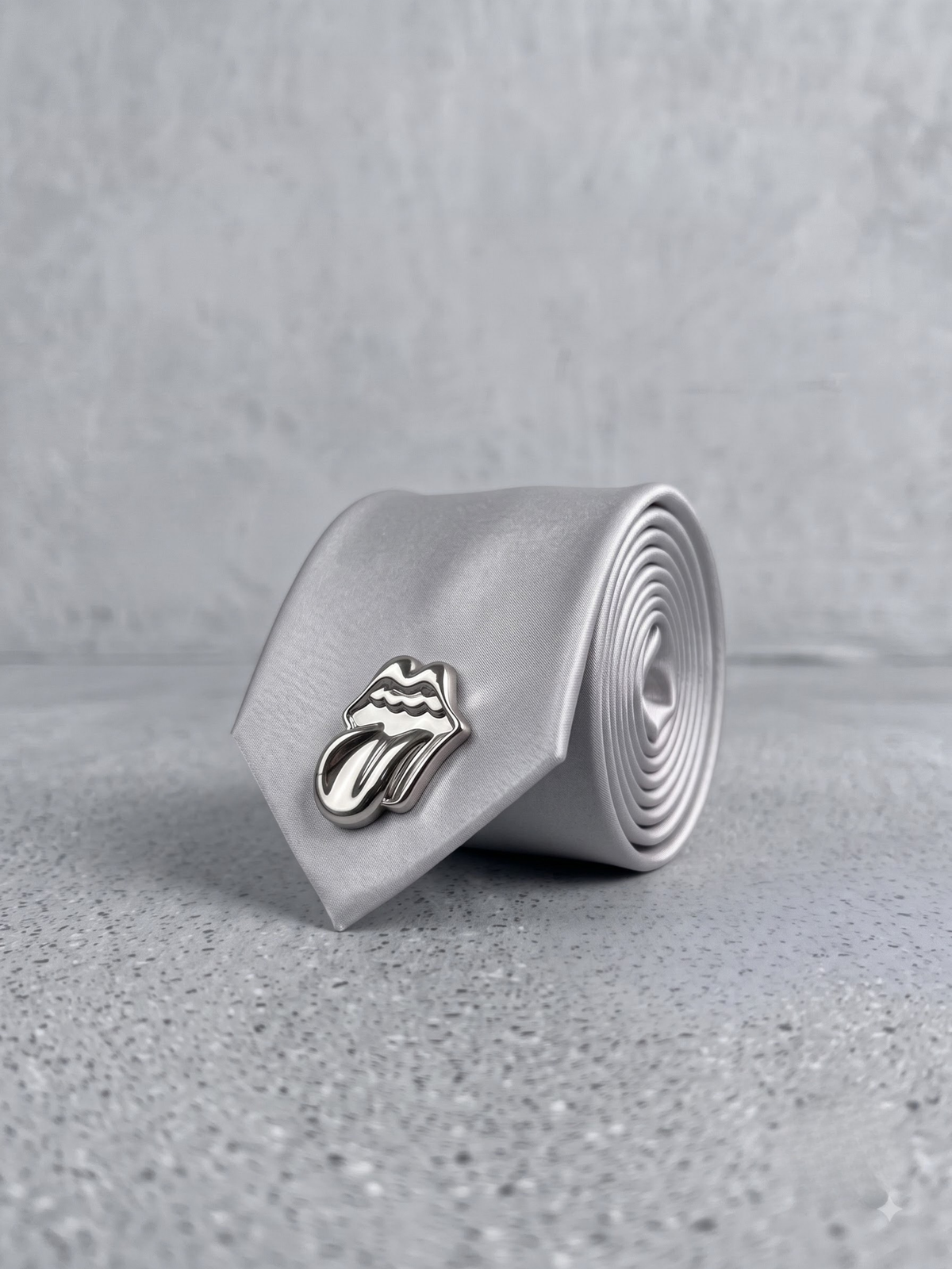 Silver Icon Satin Tie