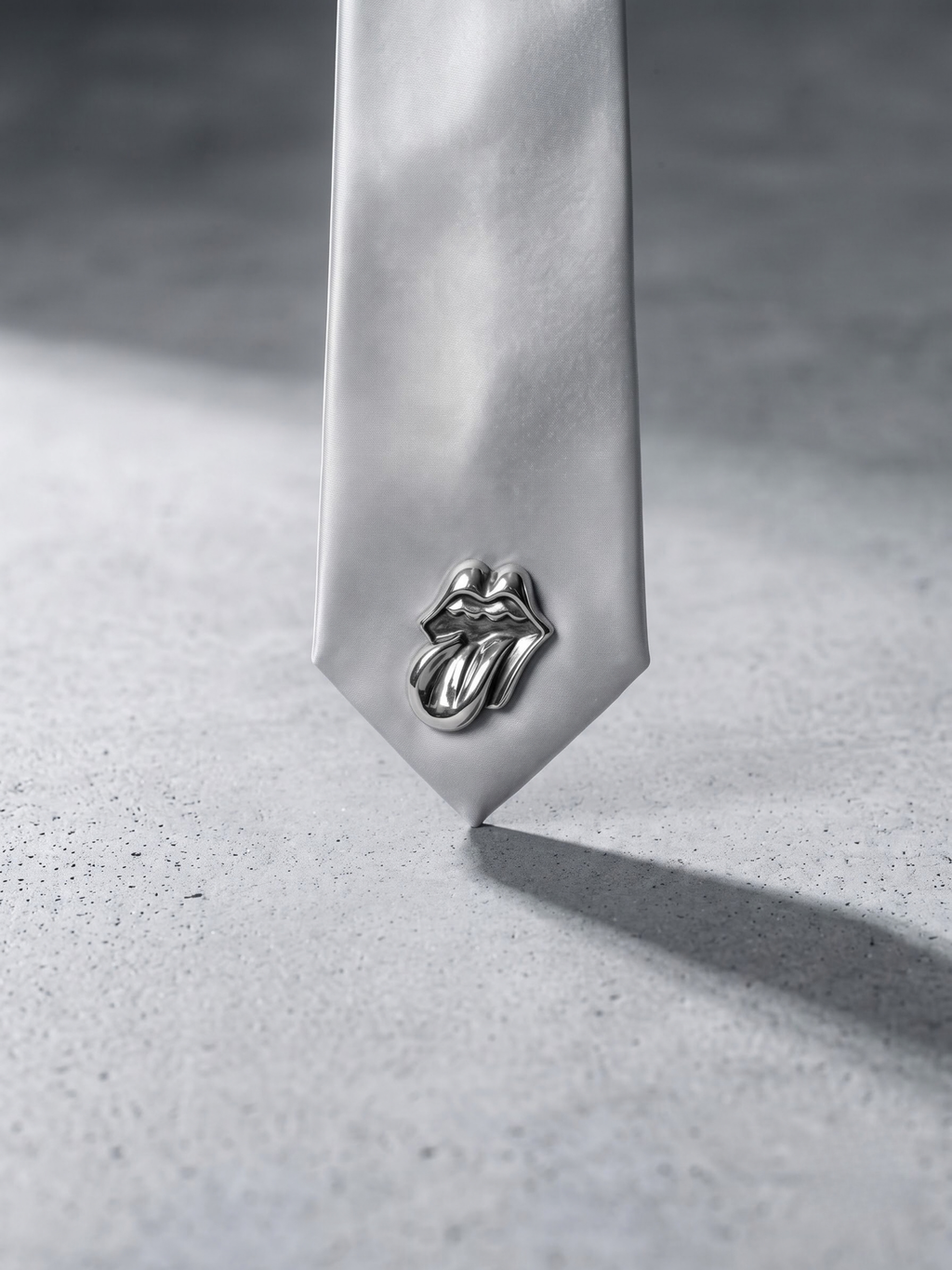 Silver Icon Satin Tie