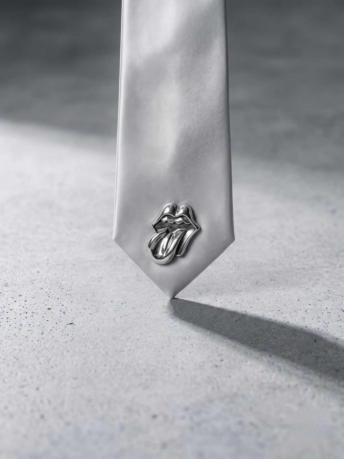 Silver Icon Satin Tie