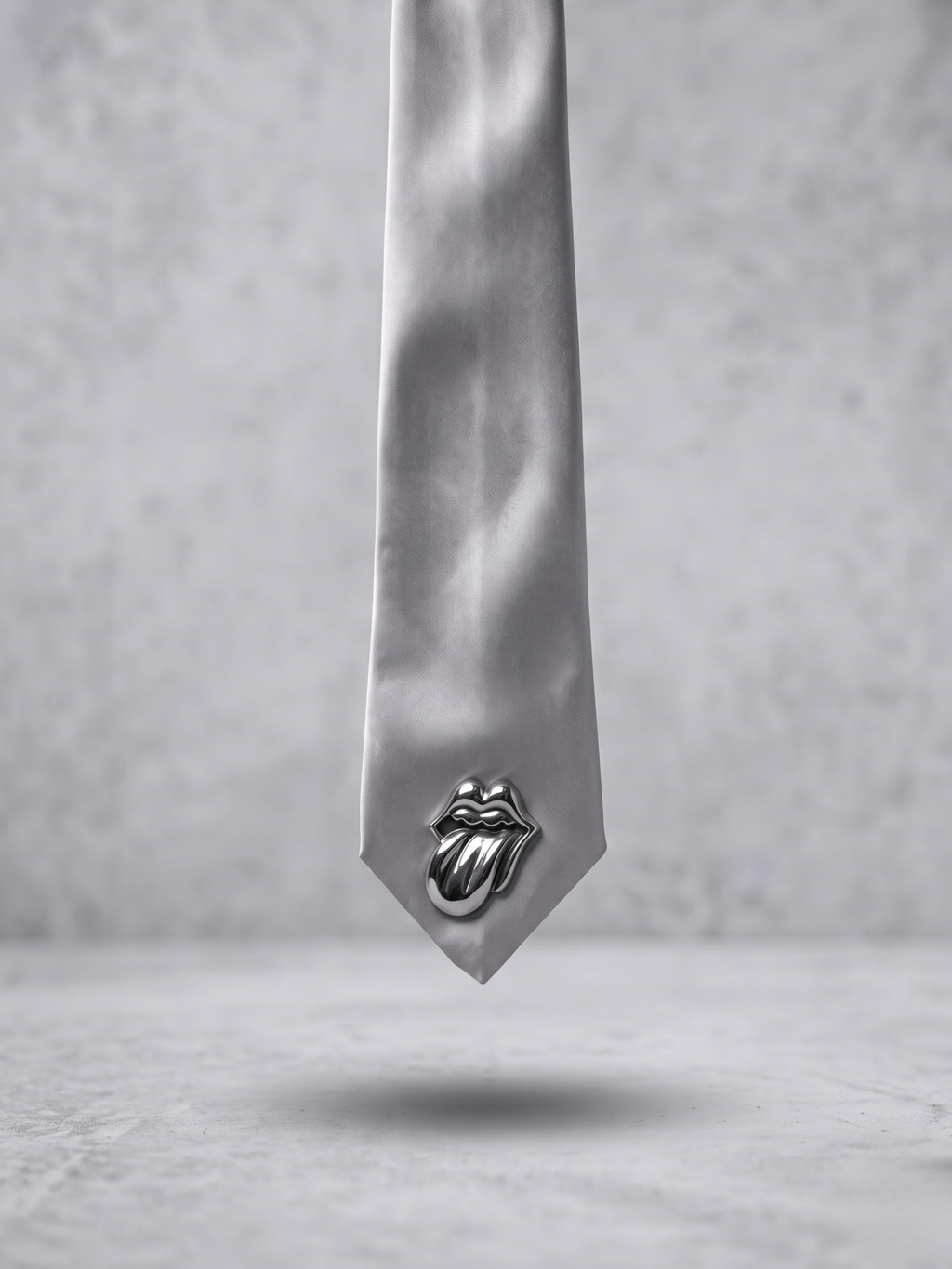 Silver Icon Satin Tie
