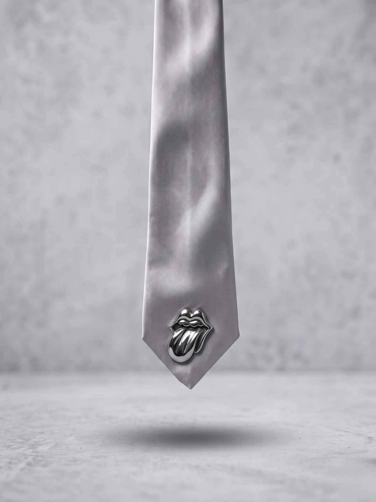Silver Icon Satin Tie