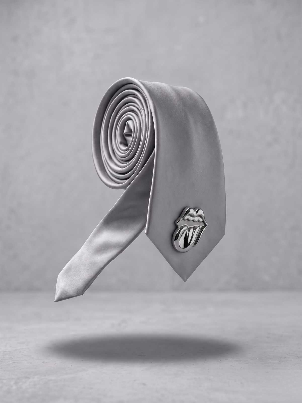 Silver Icon Satin Tie