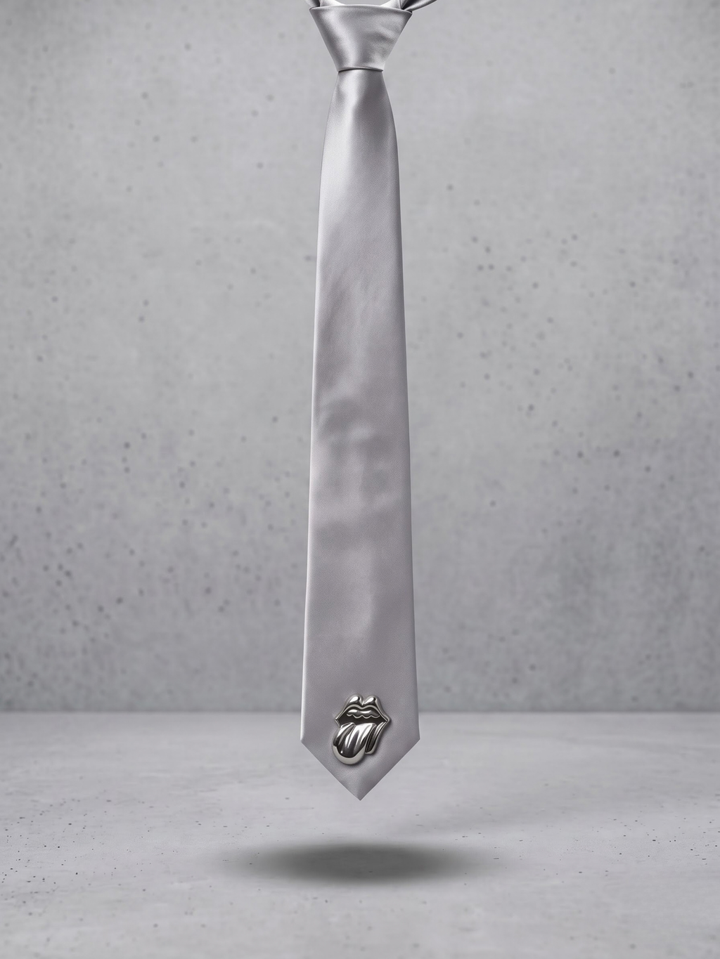 Silver Icon Satin Tie