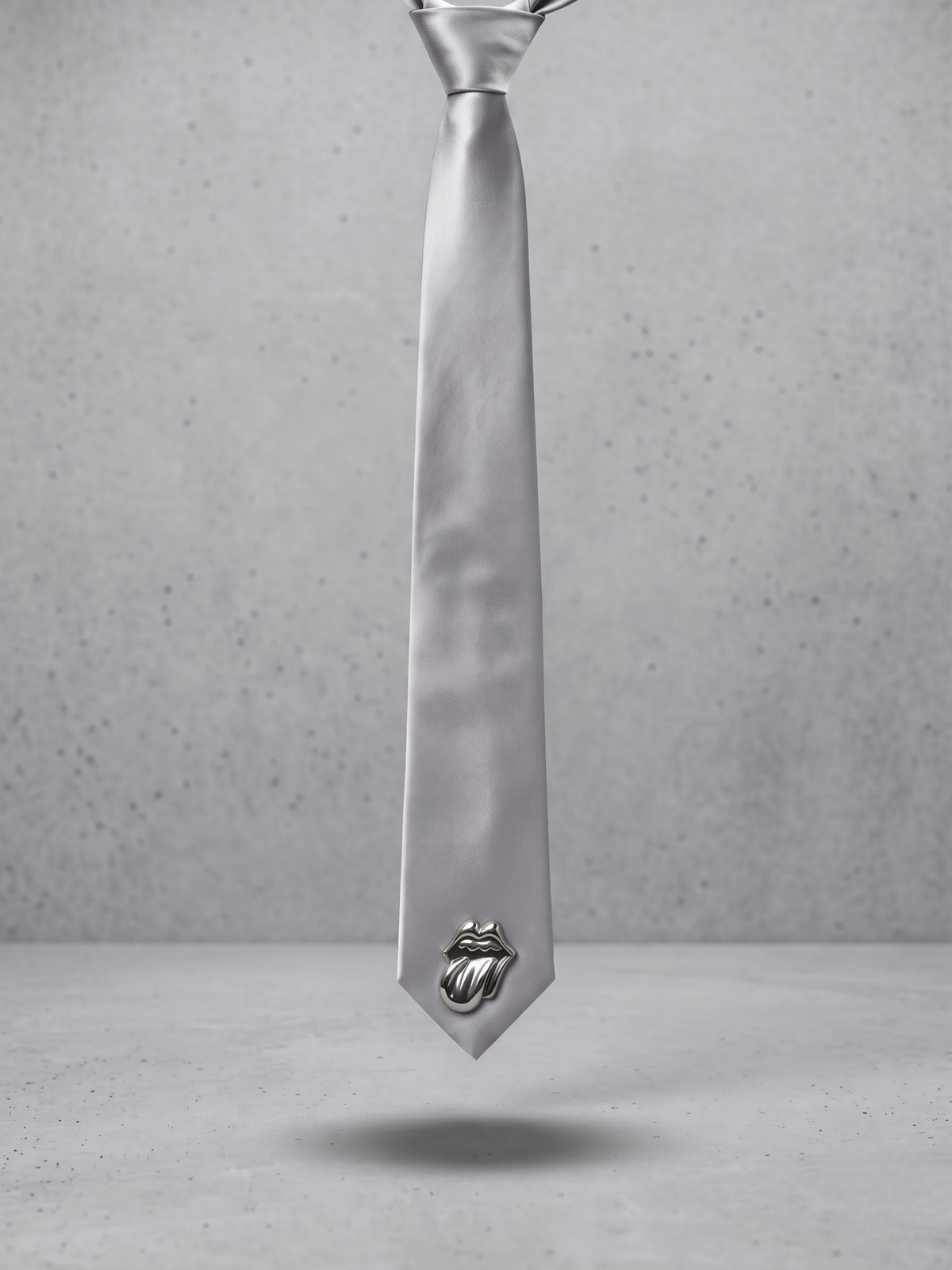 Silver Icon Satin Tie