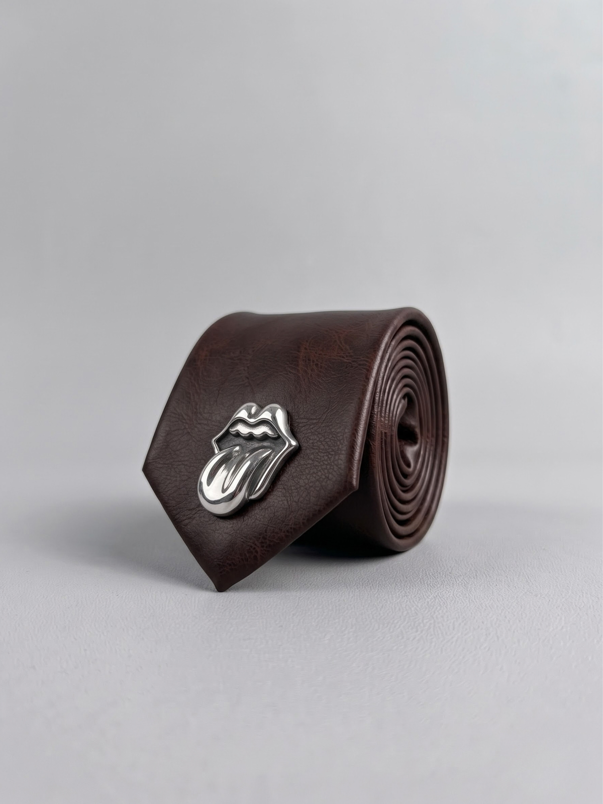 Espresso Crest Leather Tie