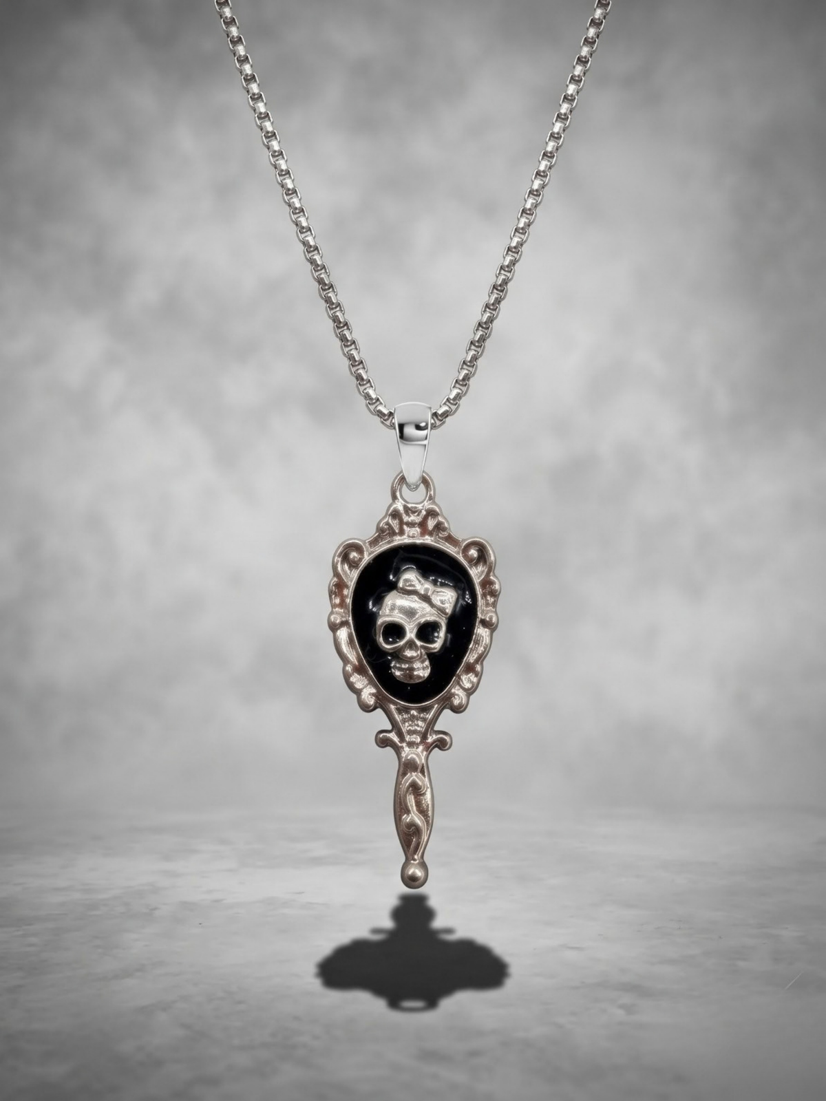 Skull Mirror Pendant Necklace