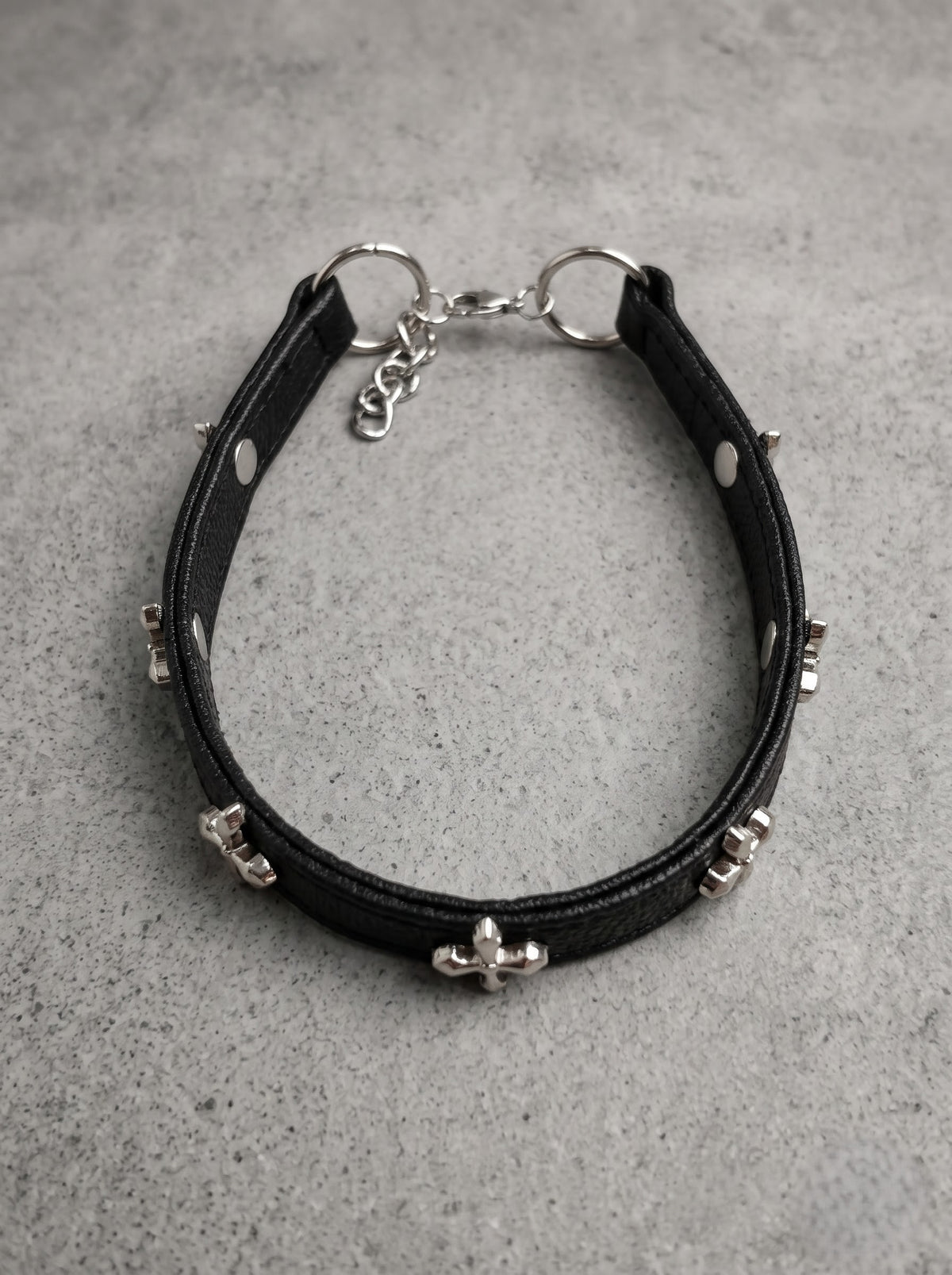 Gothic Cross Leather Choker