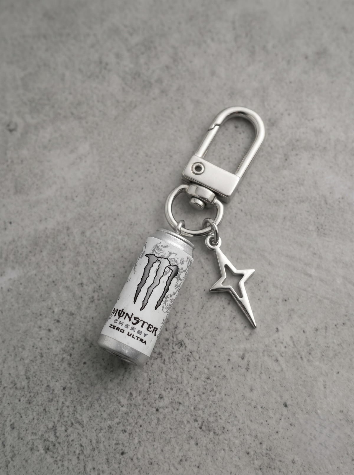 Monster Zero Ultra Mini Can Keychain – Silver Star Edition