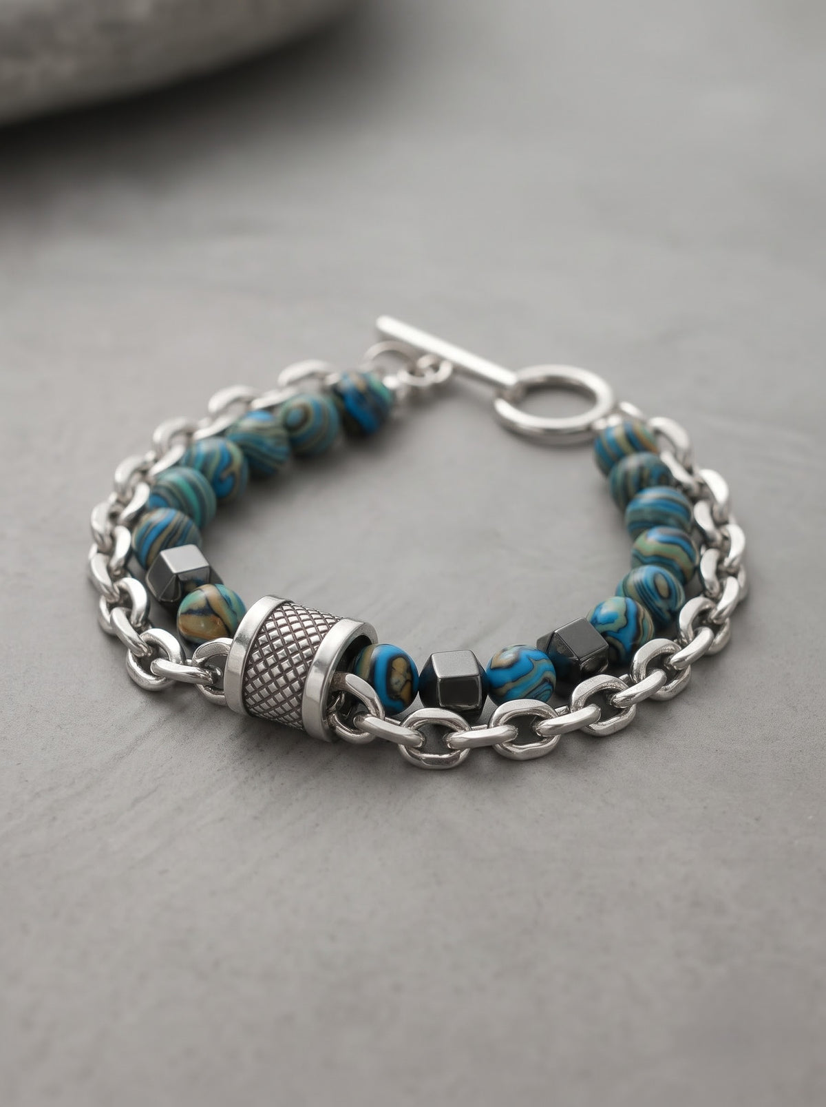 Azure Forge Beaded Chain Bracelet