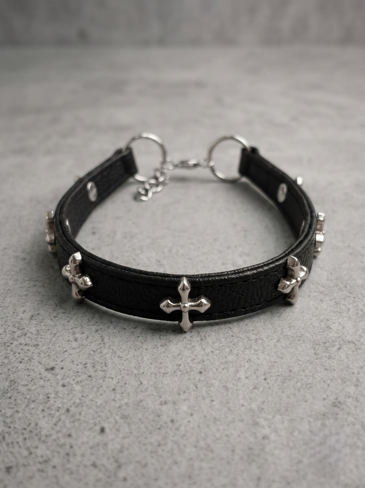 Gothic Cross Leather Choker